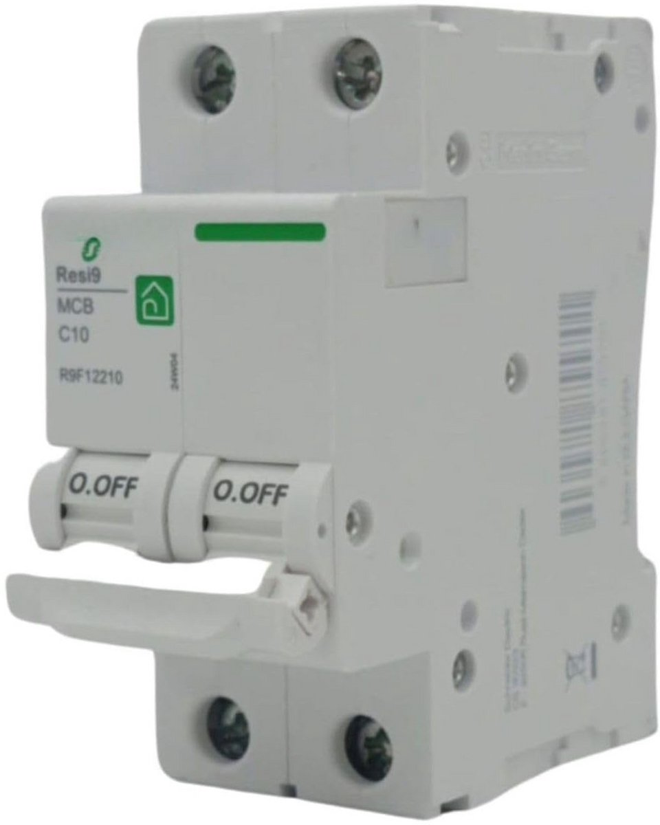 Installatieautomaat 2-polig 10A - Miniatuur Automatische Schakelaar met Karakteristiek C - Voor Circuitbescherming