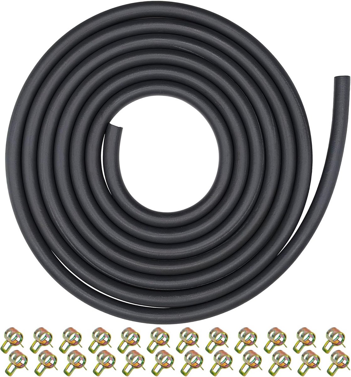 5 mm benzineslang voor kleine motoren en generatoren - 2,4 meter met 20 slangklemmen