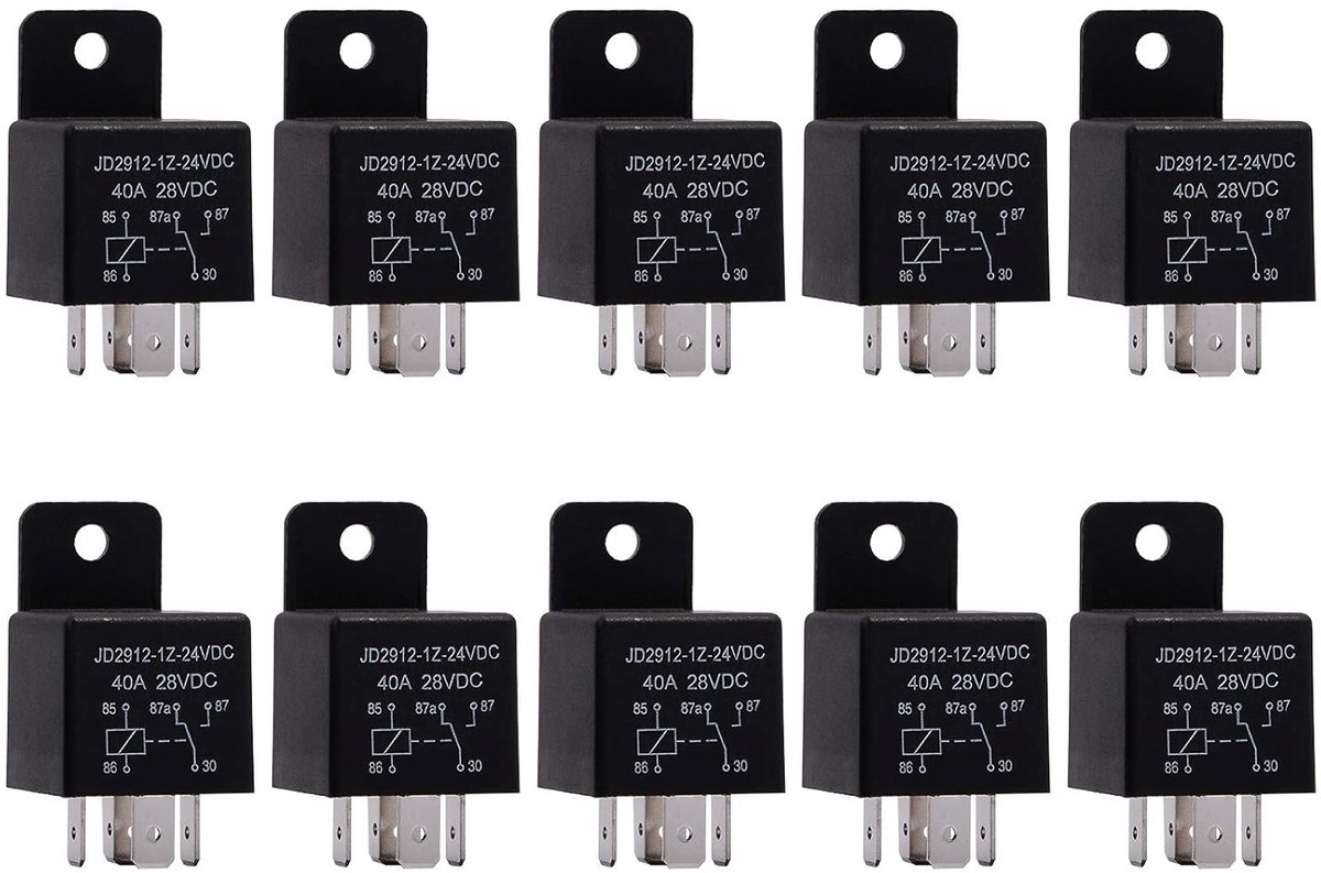 10 Stuks 24V 40A Auto Relais 5 Pin - Schakelaar voor Auto en Motor