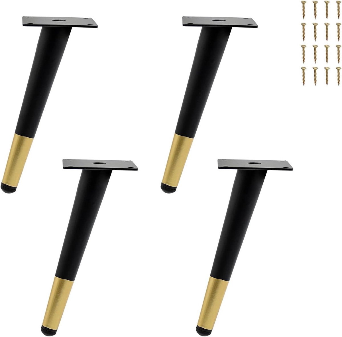 Schuine Tafelpoten voor Meubels - 4 Stuks, 20 cm, Zwart