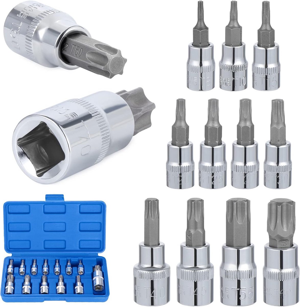 13-delige Torx-dopsleutelset met diverse maten voor doe-het-zelvers en professionals