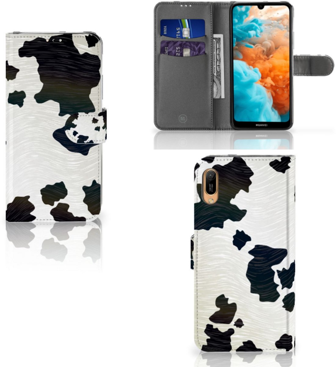 Huawei Y6 (2019) Telefoonhoesje met Pasjes Koeienvlekken