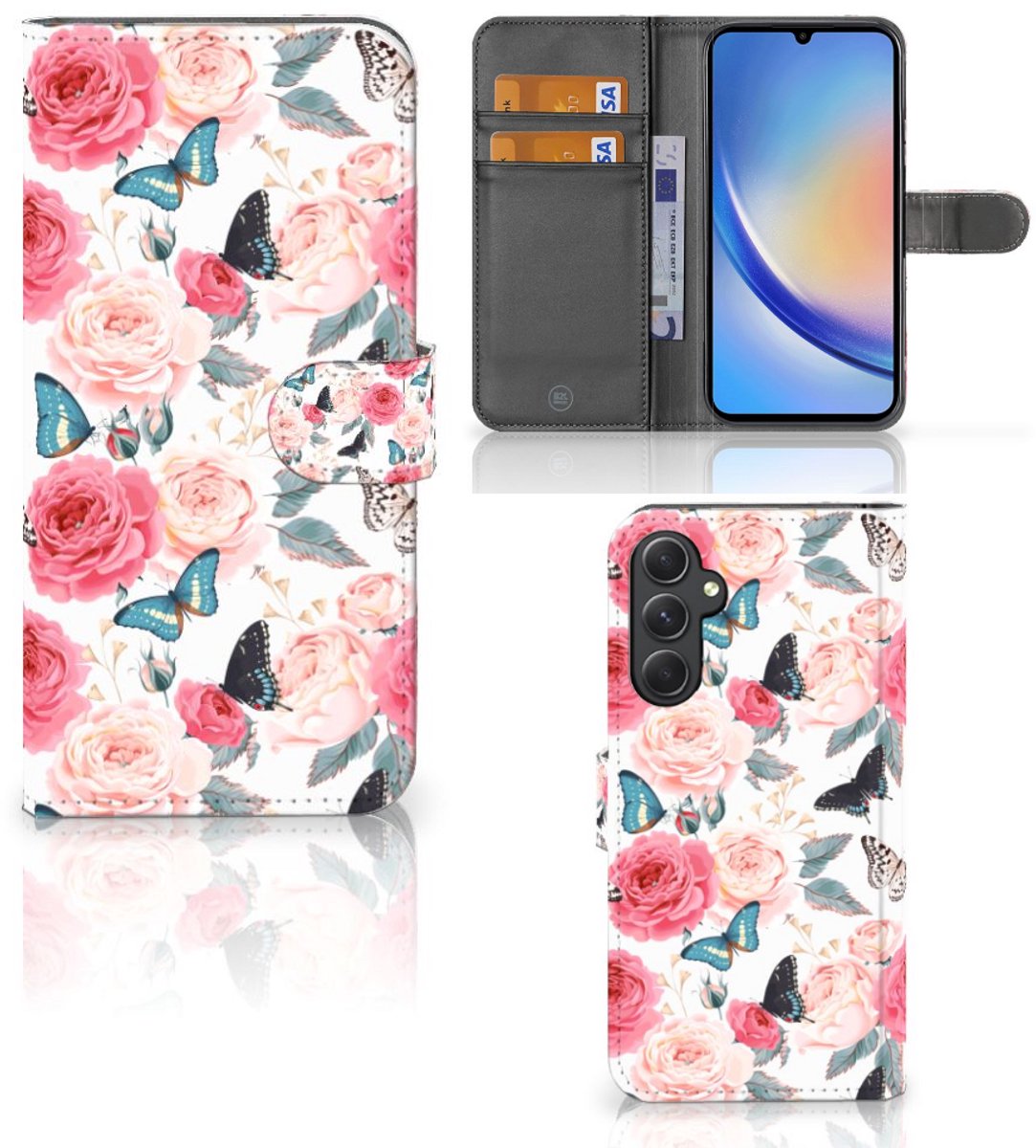 Samsung Galaxy A24 4G Hoesje Butterfly Roses