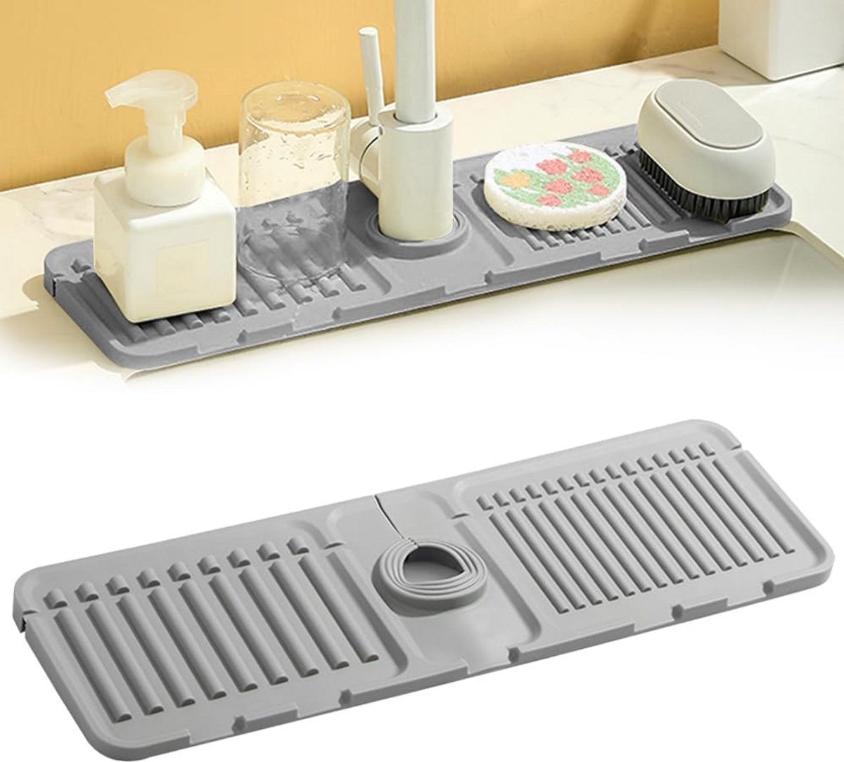 Siliconen afdruipmat en kraanbescherming voor keuken en badkamer - 45 x 14 cm