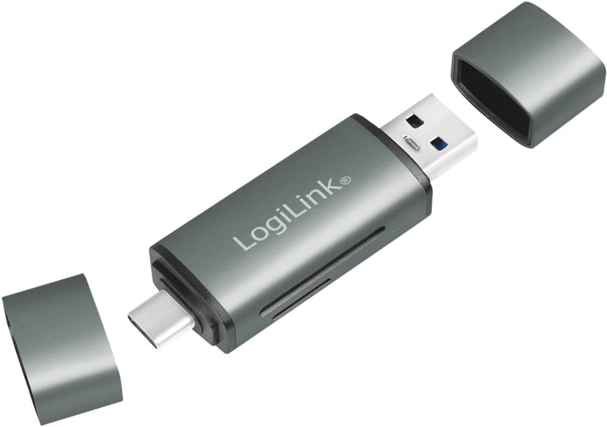 USB 3.2 kaartlezer voor SD- en microSD-kaarten - Aluminium behuizing - Tot 2 TB - USB-A en USB-C aansluiting