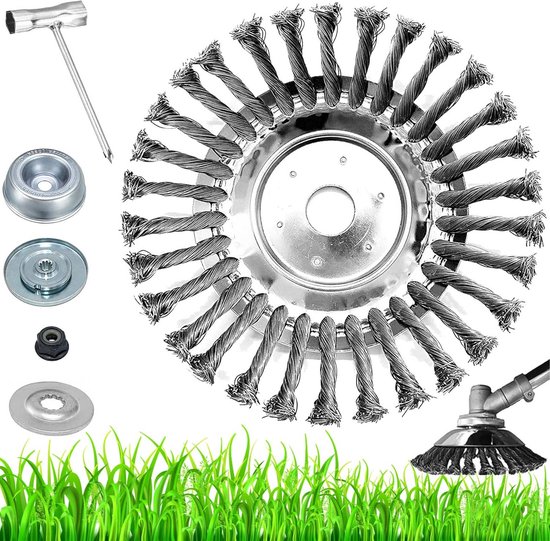 Onkruidborstel voor nylon tondeuse, 20 cm wiettrimmer motorlie, onkruidborstel, professionele wilde voegborstel, conische borstel voor tuin, bosmaaier, ronde borstel van Merkloos	 — afbeelding 5