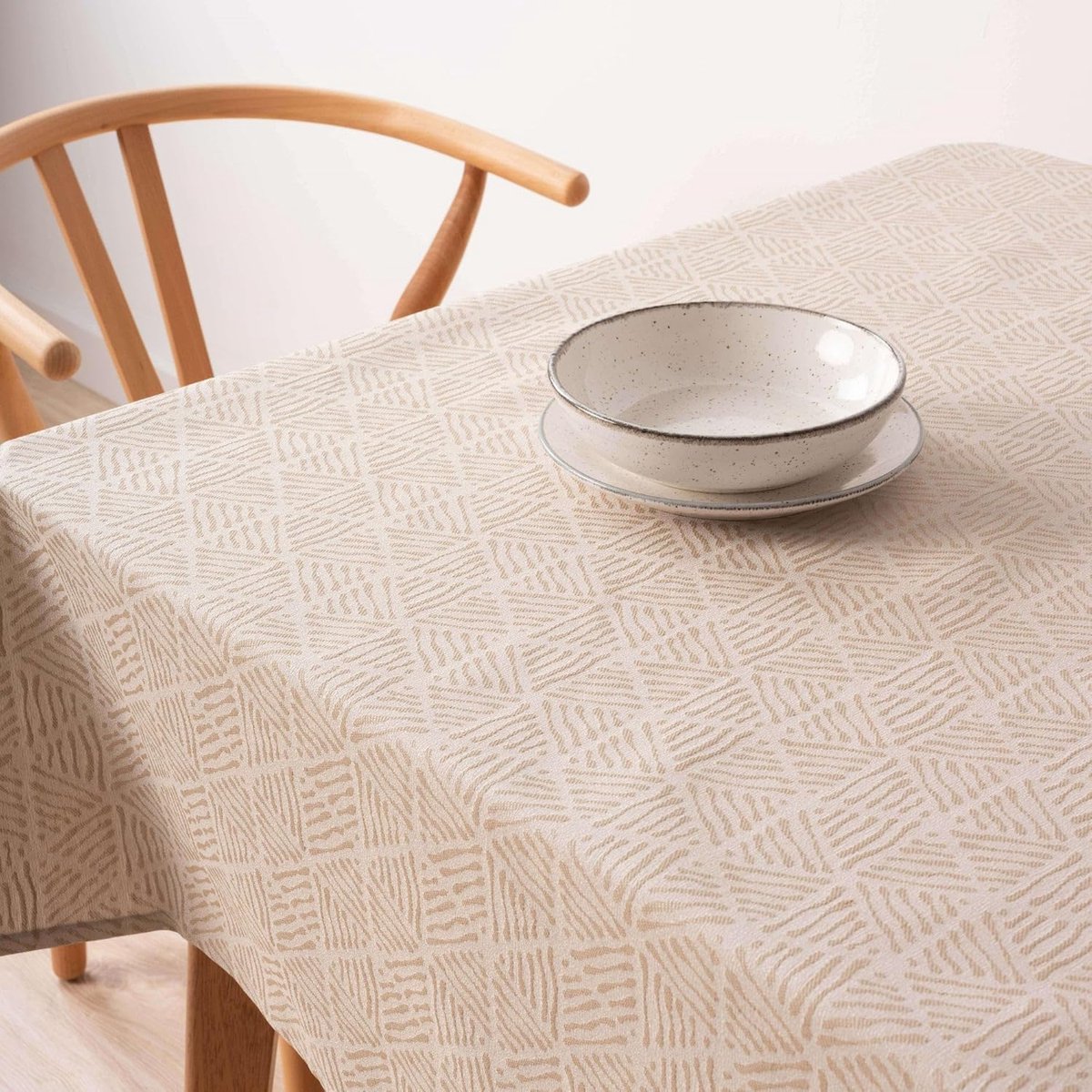 Vlekbestendig Tafelkleed 100 x 80 cm - Jacquard, Vuilafstotend, Extra Zacht, Beige