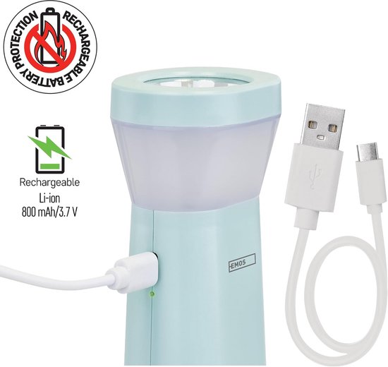 Oplaadbare Kinderzaklamp en Nachtlampje met LED en SMD LED - 800 mAh Li-Ion Batterij - 3,5-5 Uur Lichtduur - 170 m Bereik - Helderheid 80 lm - USB-C Oplaadkabel - Turquoise van Merkloos — afbeelding 5
