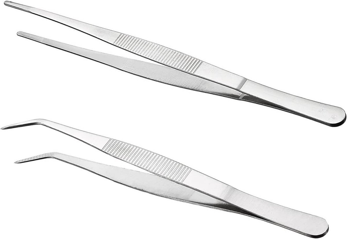Professionele roestvrijstalen pincetten set voor aquarium, knutselen en koken, 25 cm