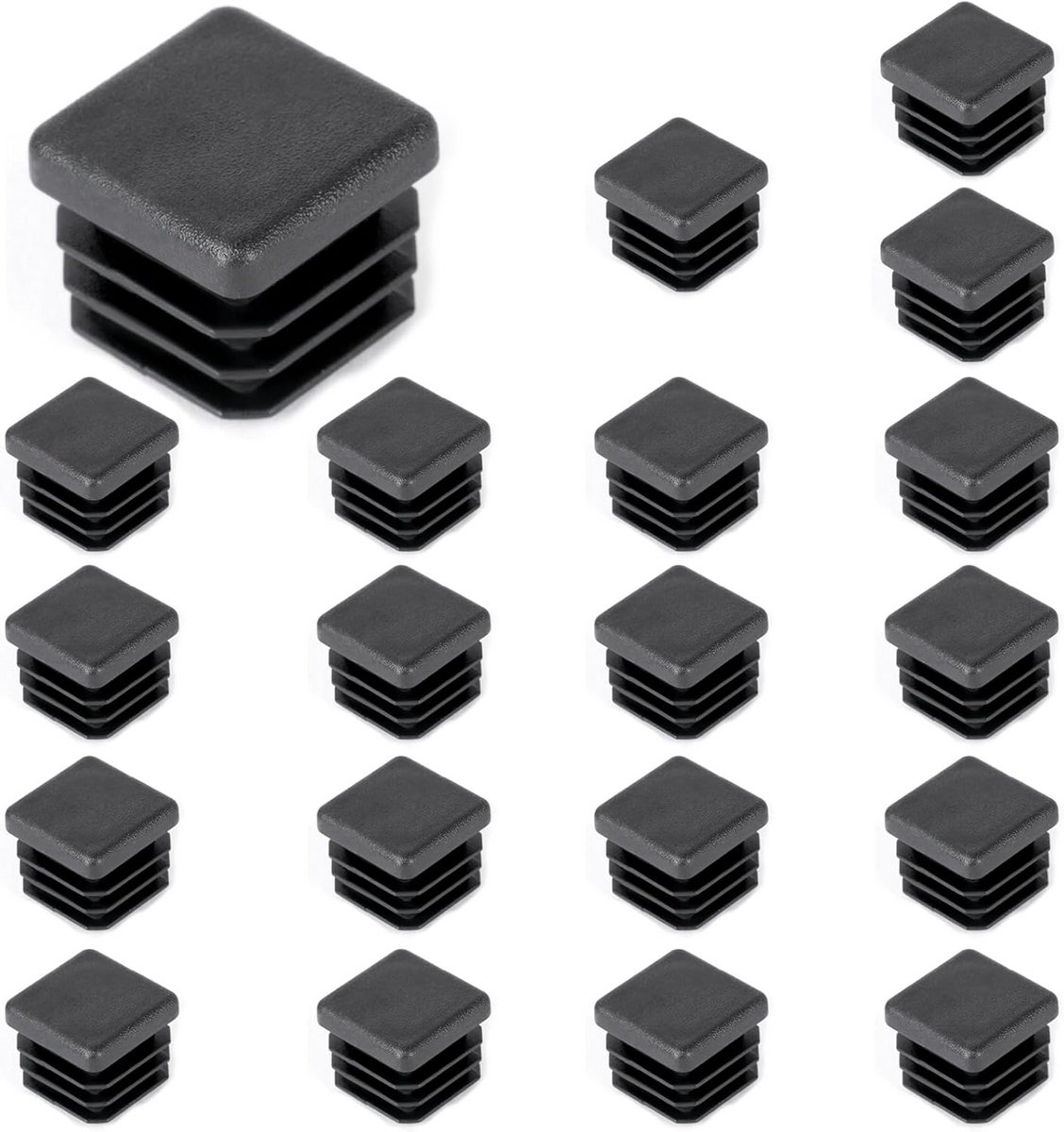 Vierkante Stoelpoten Doppen 20 Stuks - Gelamineerde Kunststof Stoppen voor Tafelpoten en Stoelen, 20 x 20 mm