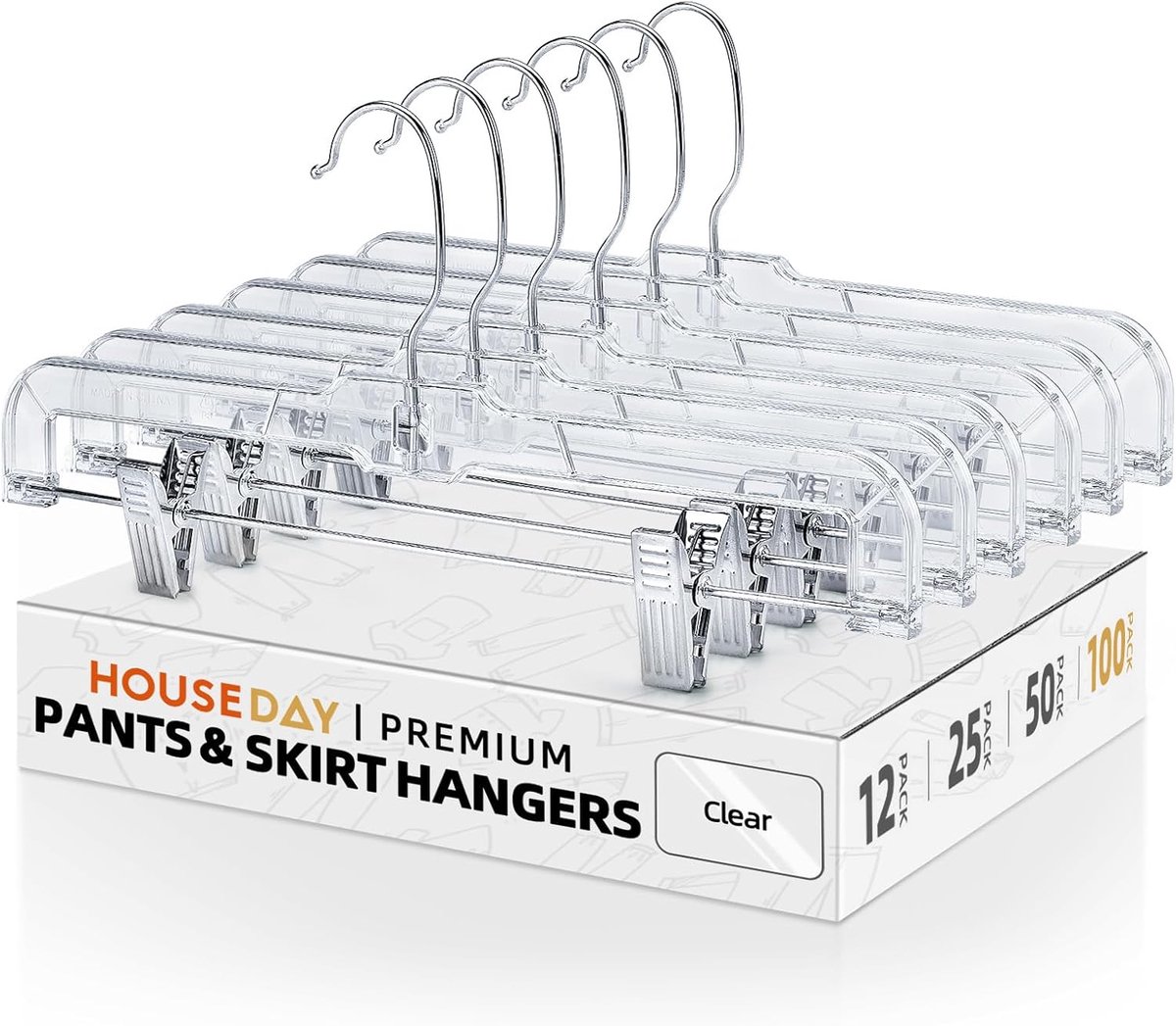 Transparante Skirt Hangers met Dubbele Clips - 100 Stuks