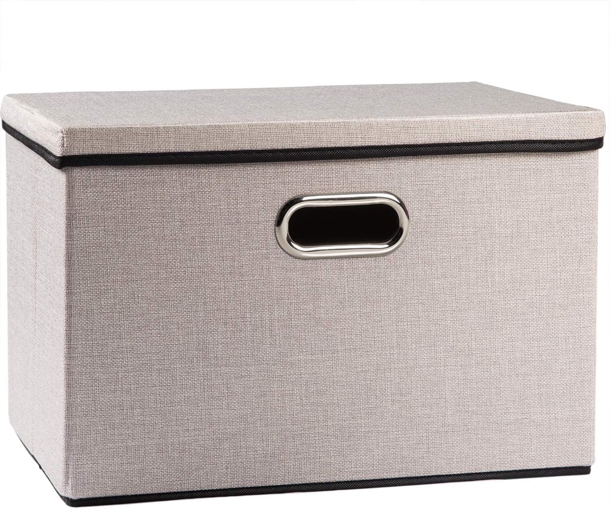 Grote opvouwbare opbergdozen met deksel - Lichtgrijs 45x30x30 cm