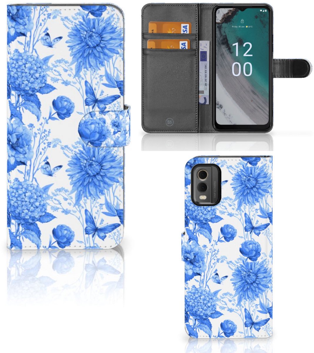Hoesje voor Nokia C32 Flowers Blue