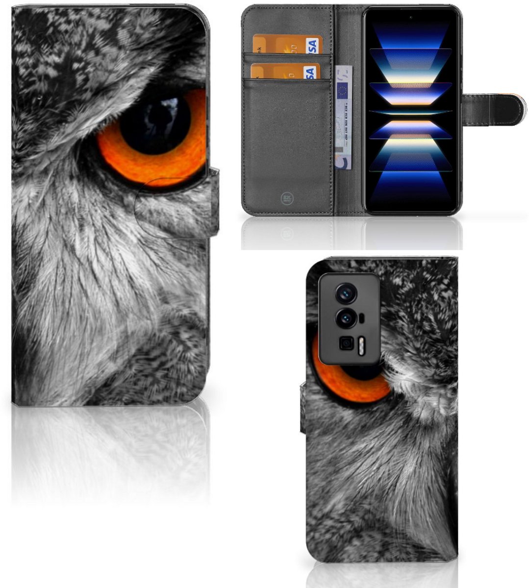 Xiaomi Poco F5 Pro Telefoonhoesje met Pasjes Uil