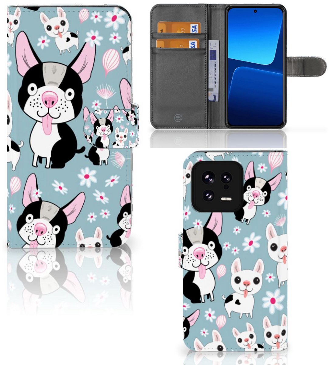 Xiaomi 13 Telefoonhoesje met Pasjes Hondjes