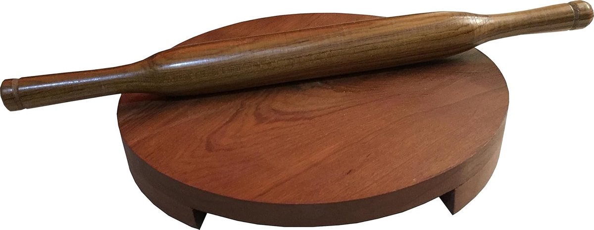 Houten Belan en Chakla Set met Deegroller voor Chappati en Roti