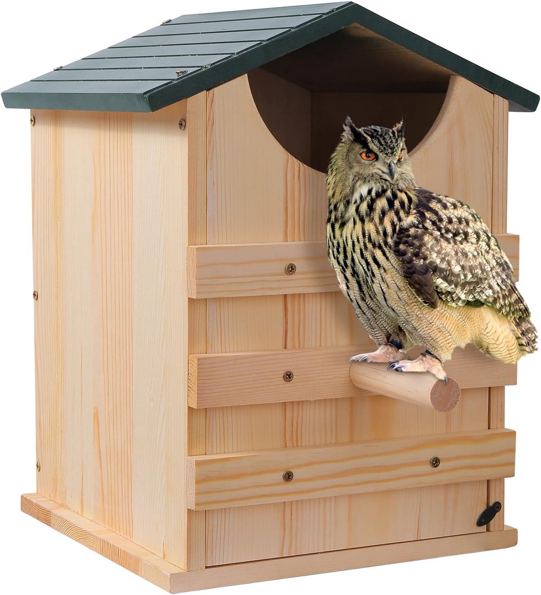 Uilenhuis voor Vogels - Handgemaakt Houten Vogelhuis met Eenvoudige Montage