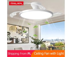 IRALAN Ceiling Lights with Fan Smart Retractable Fan Blade Home Electric Fan Dimmable with Remote Control Led Living Room Light
