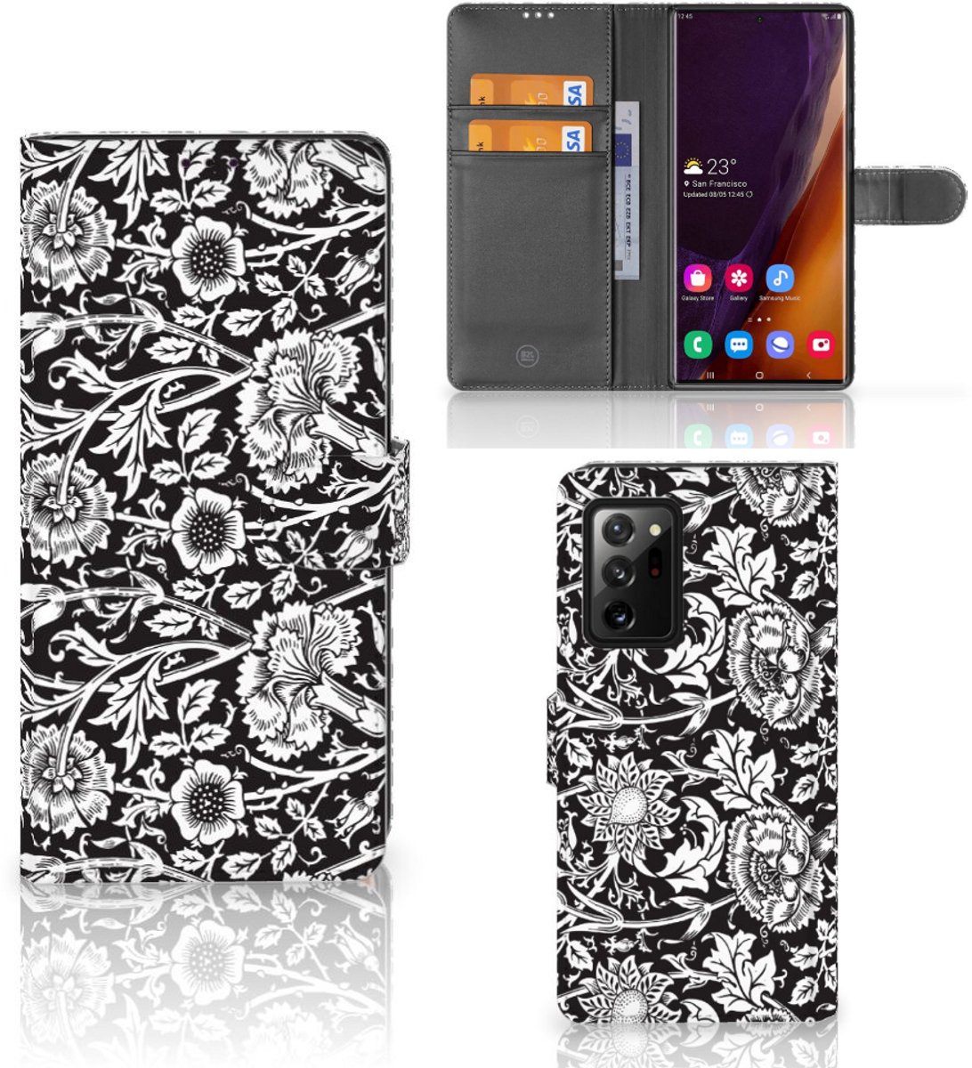 Samsung Galaxy Note20 Ultra Hoesje Black Flowers