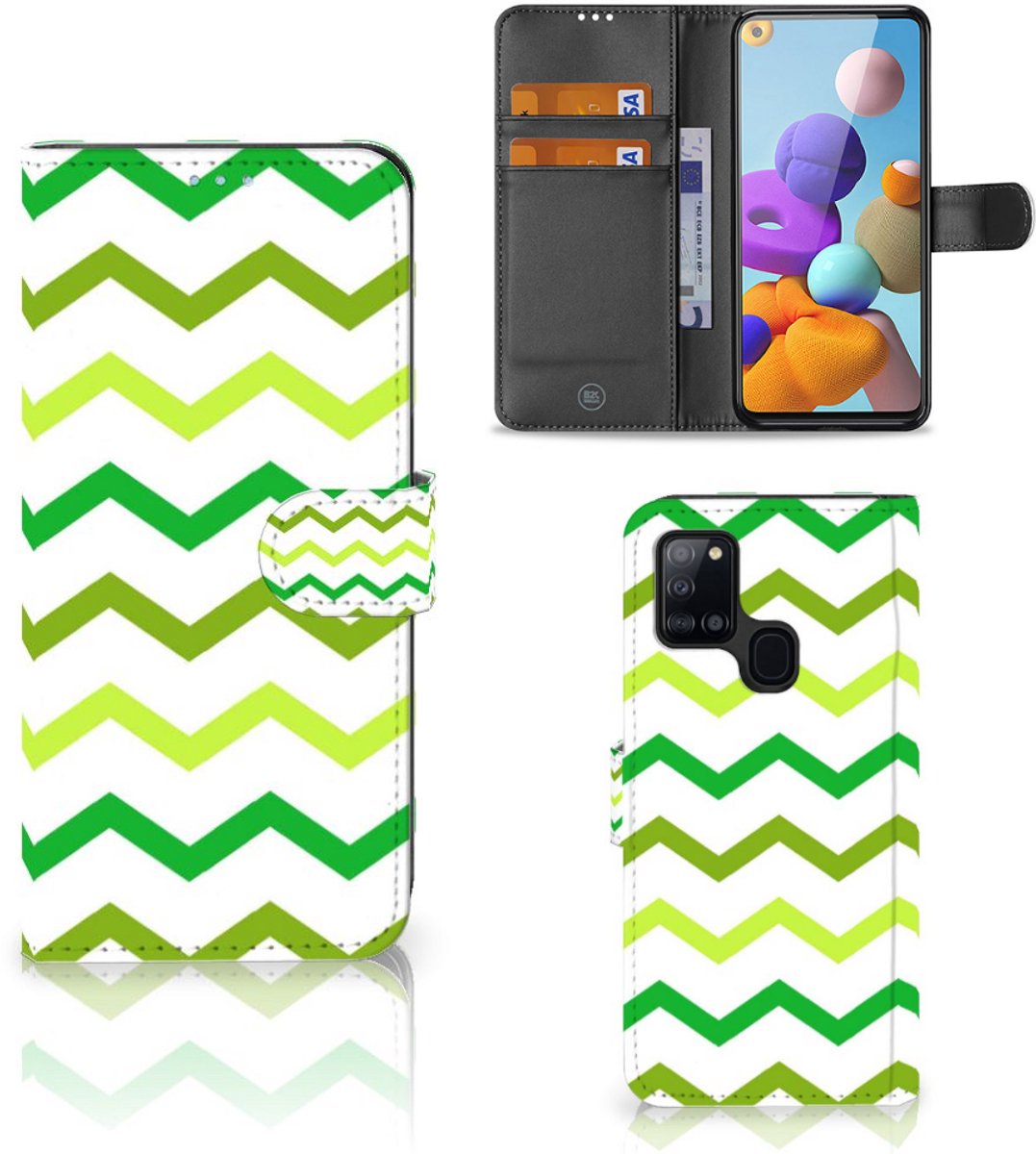 Samsung Galaxy A21s Telefoon Hoesje Zigzag Groen