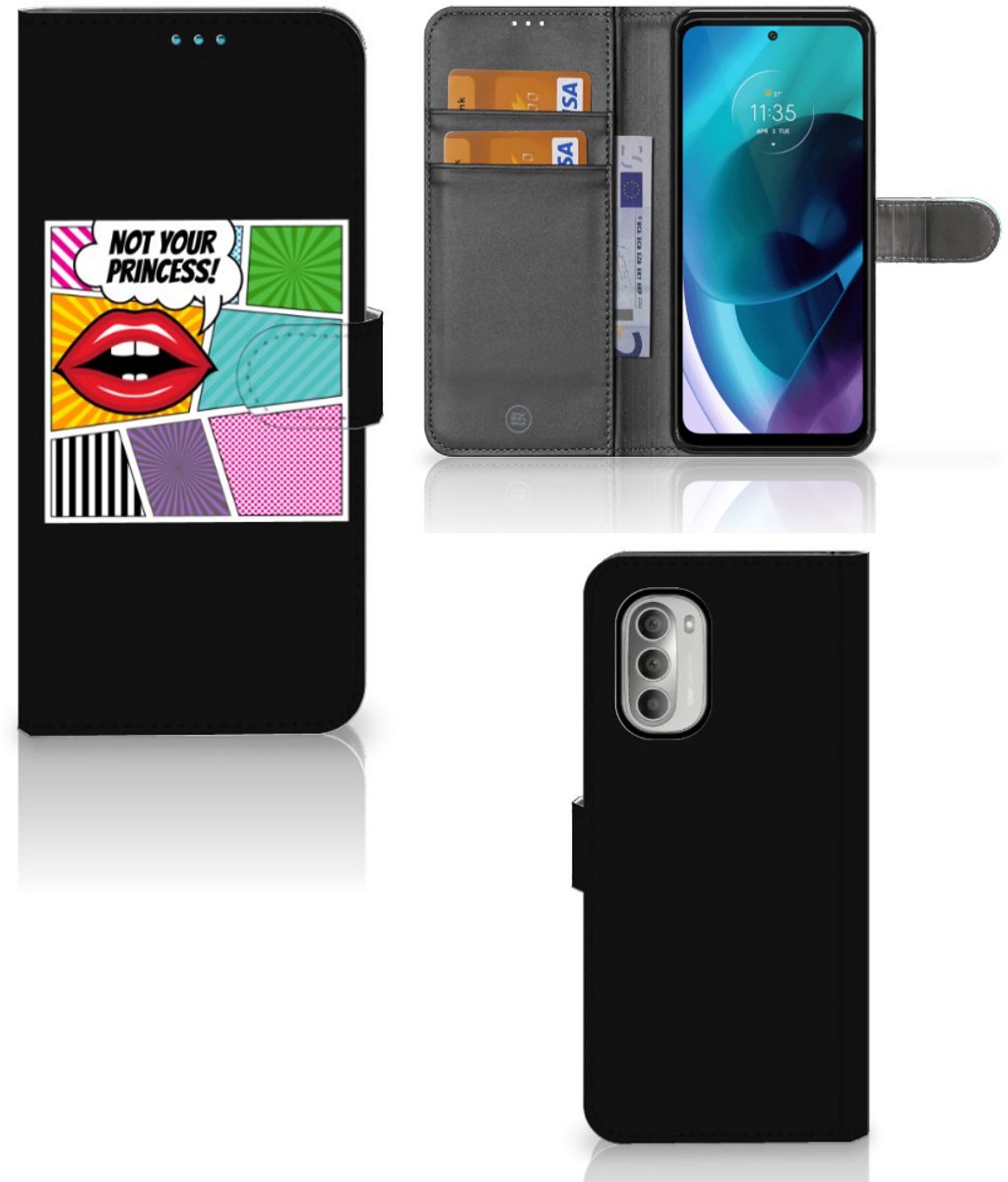 Motorola Moto G51 5G Wallet Case met Pasjes Popart Princess