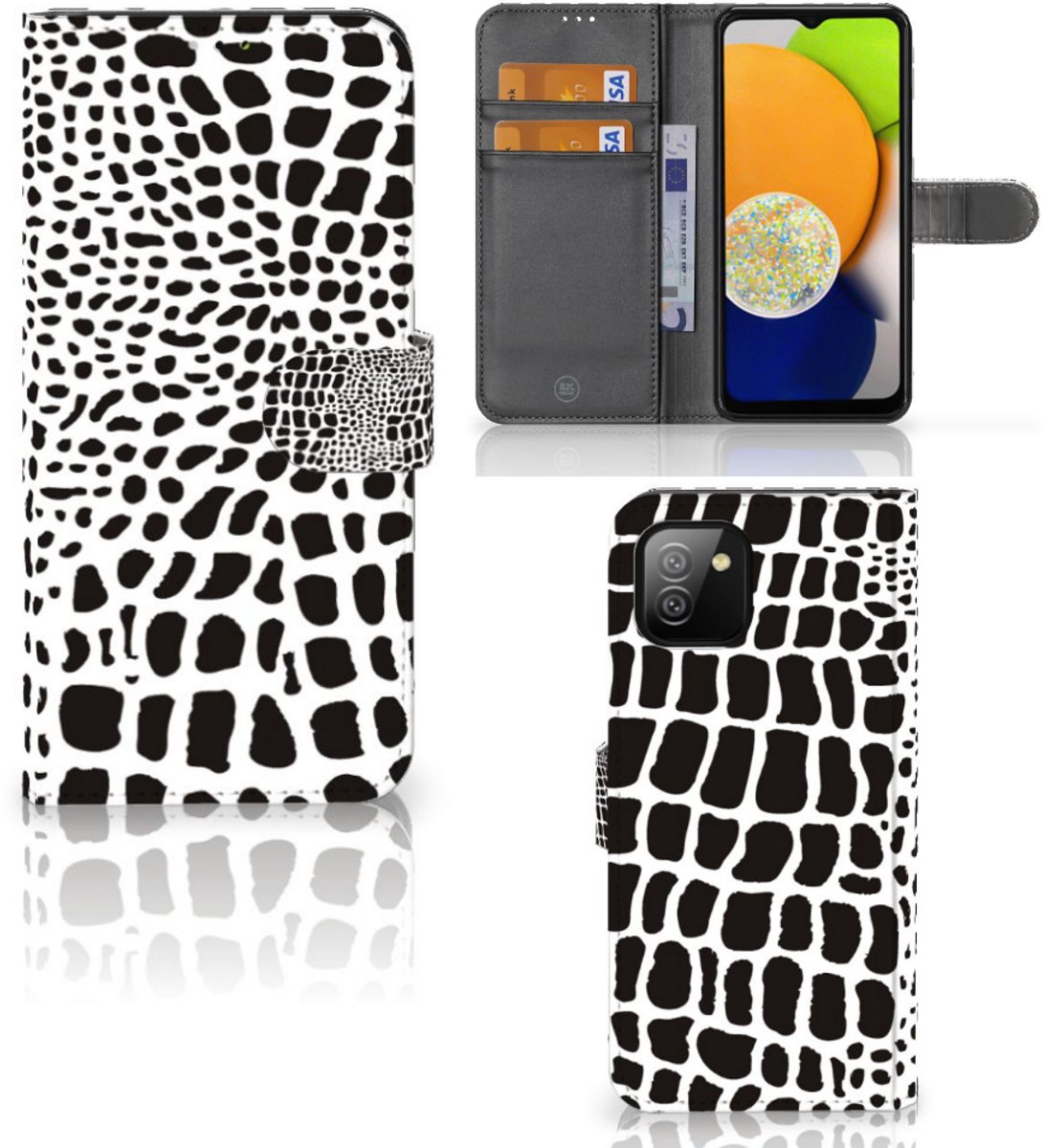 Samsung Galaxy A03 Telefoonhoesje met Pasjes Slangenprint