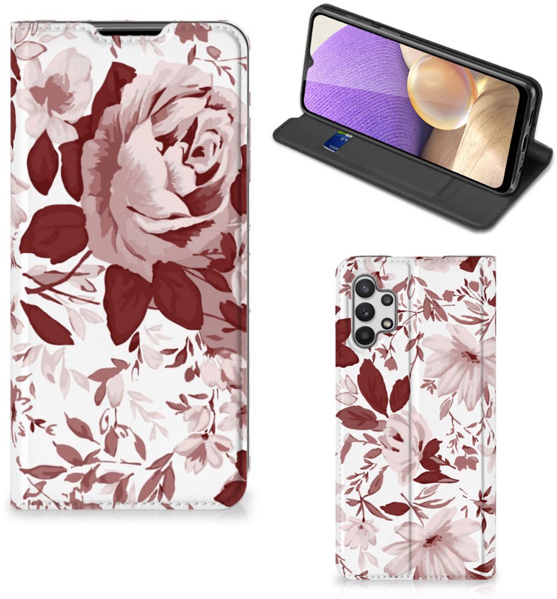 Bookcase Samsung Galaxy A32 5G Watercolor Flowers