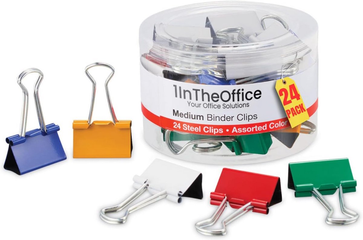 Bindmiddel Clips 5/8" - 24 Stuks in Diverse Kleuren