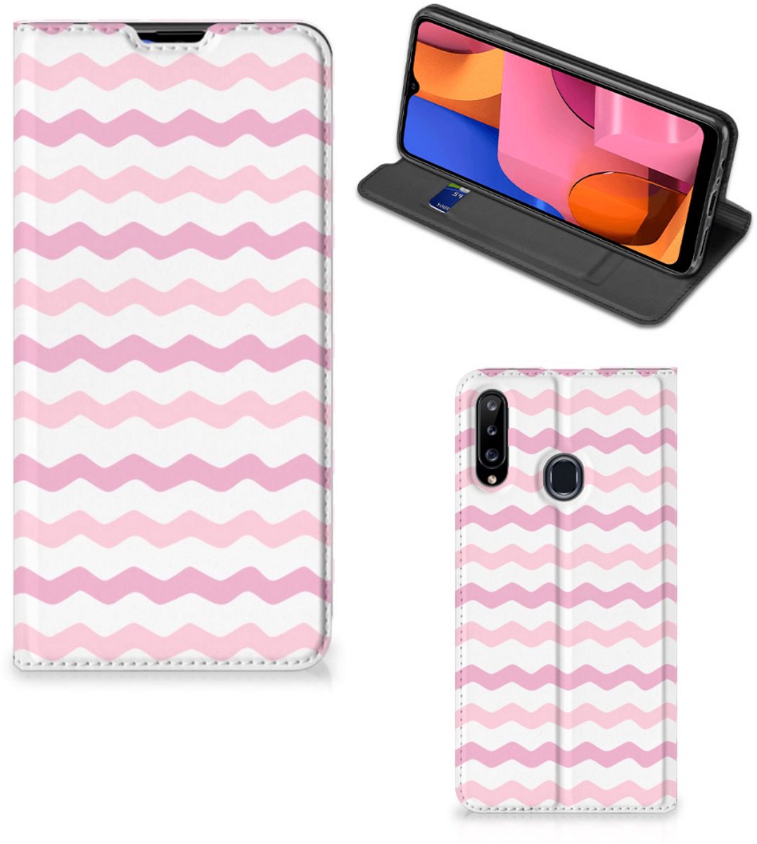 Samsung Galaxy A20s Hoesje met Magneet Waves Roze