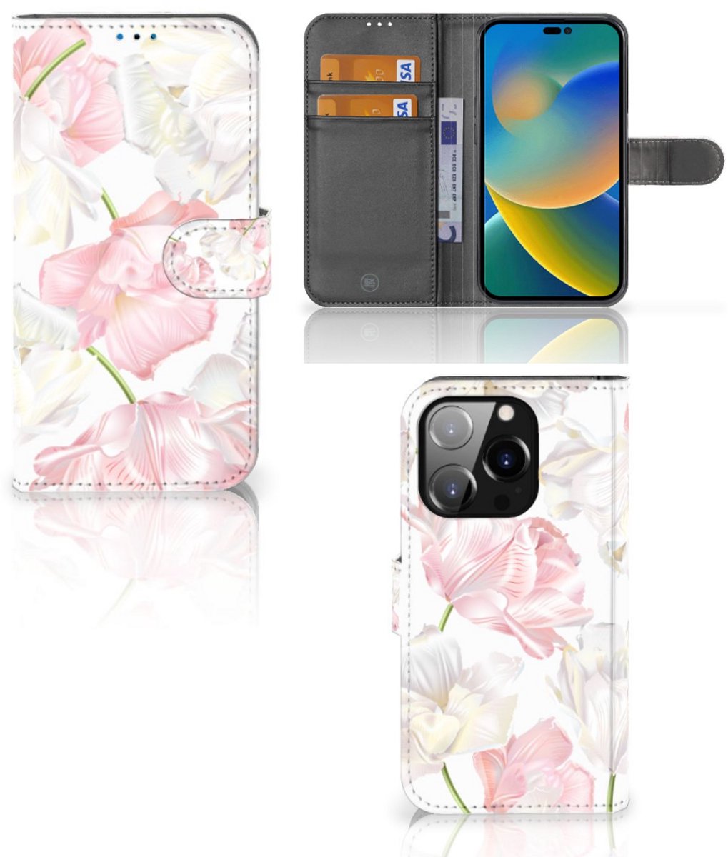 Boekhoesje voor iPhone 14 Pro Hoesje Lovely Flowers
