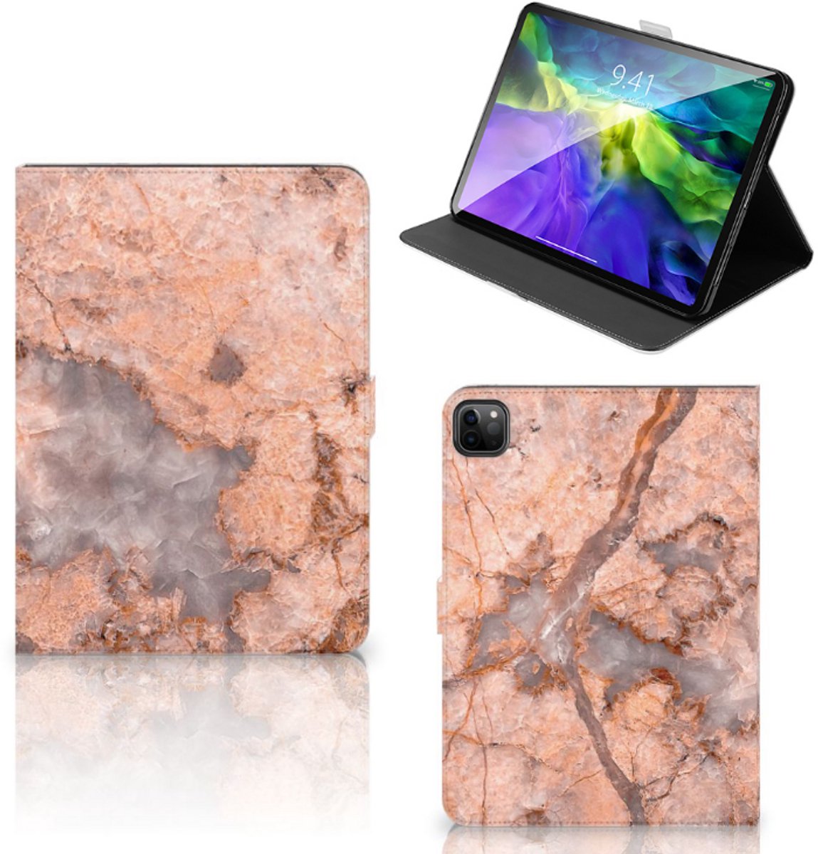 iPad Pro 11 2020/2021/2022 Leuk Tablet hoesje Marmer Oranje