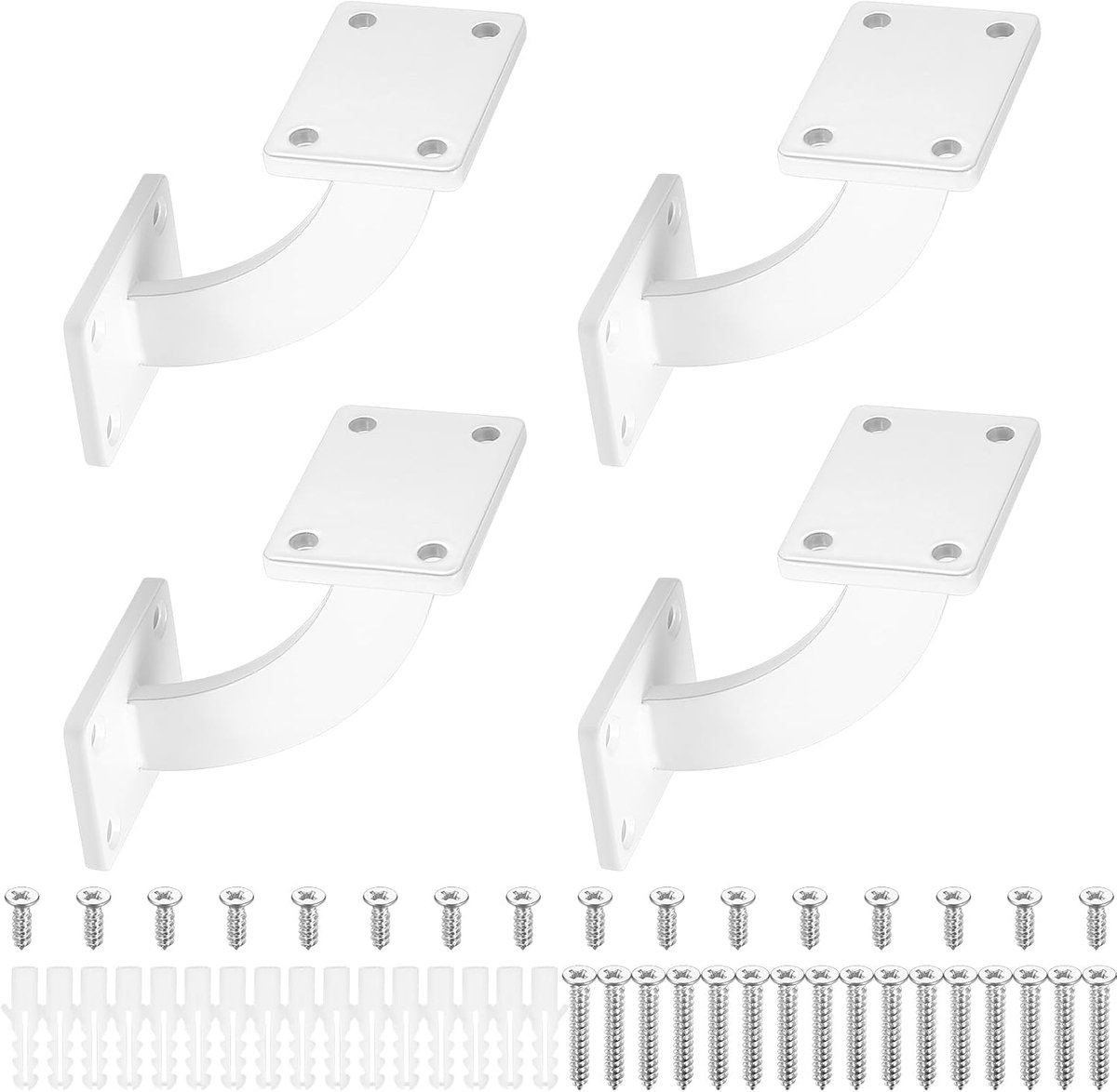 Trapleuningbeugels set van 4 - Witte wandbeugels voor houten en stalen trapleuningen