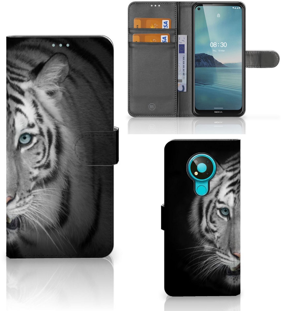 Nokia 3.4 Telefoonhoesje met Pasjes Tijger