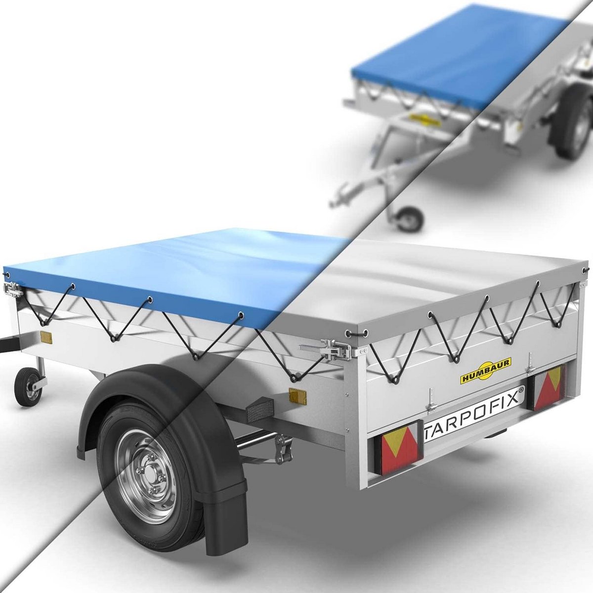 Aanhangerzeil 258 x 136 cm met Zeiltouw - Versterkt PVC Dekzeil voor Auto Aanhangers tot 1300 kg