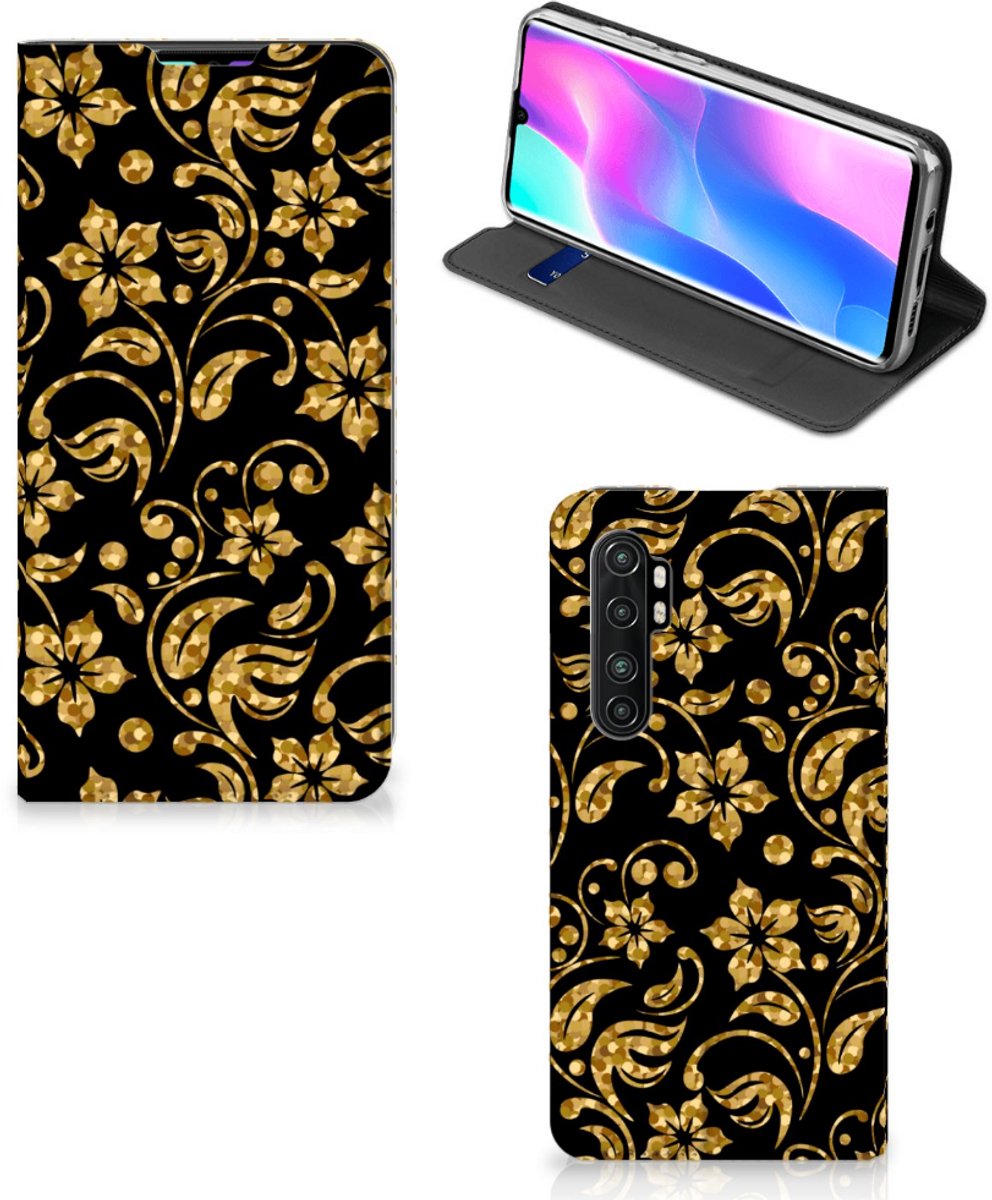 Xiaomi Mi Note 10 Lite Smart Cover Gouden Bloemen