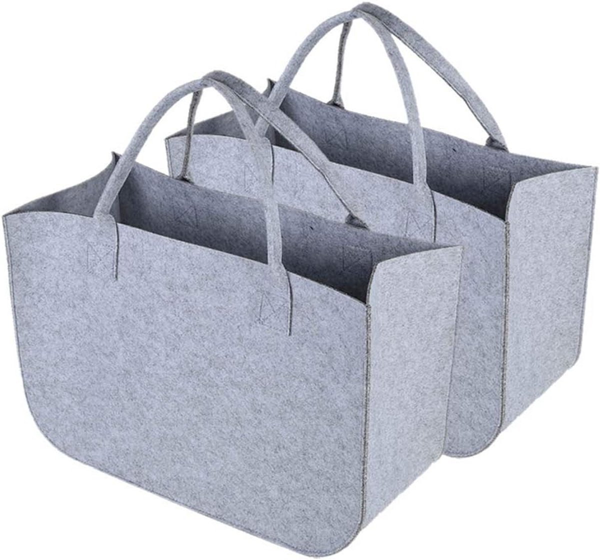 Grote grijze boodschappen- en opbergtas 2-pack