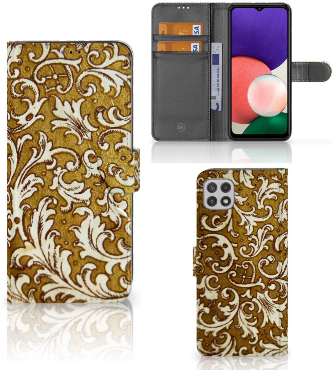 Wallet Case Samsung Galaxy A22 5G Barok Goud