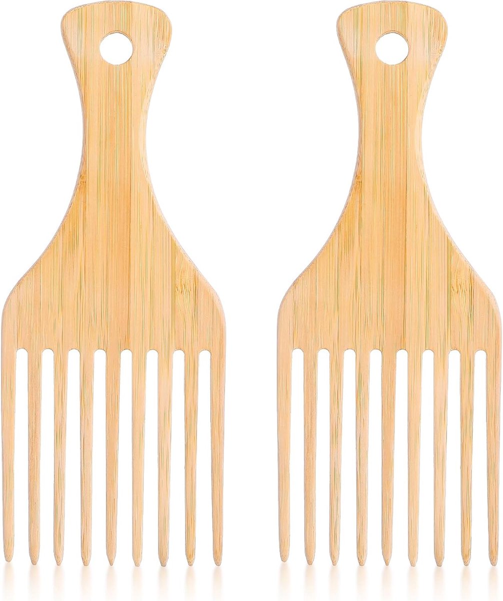 Natuurlijke bamboe afrokammen voor krullend haar - antistatisch en breed