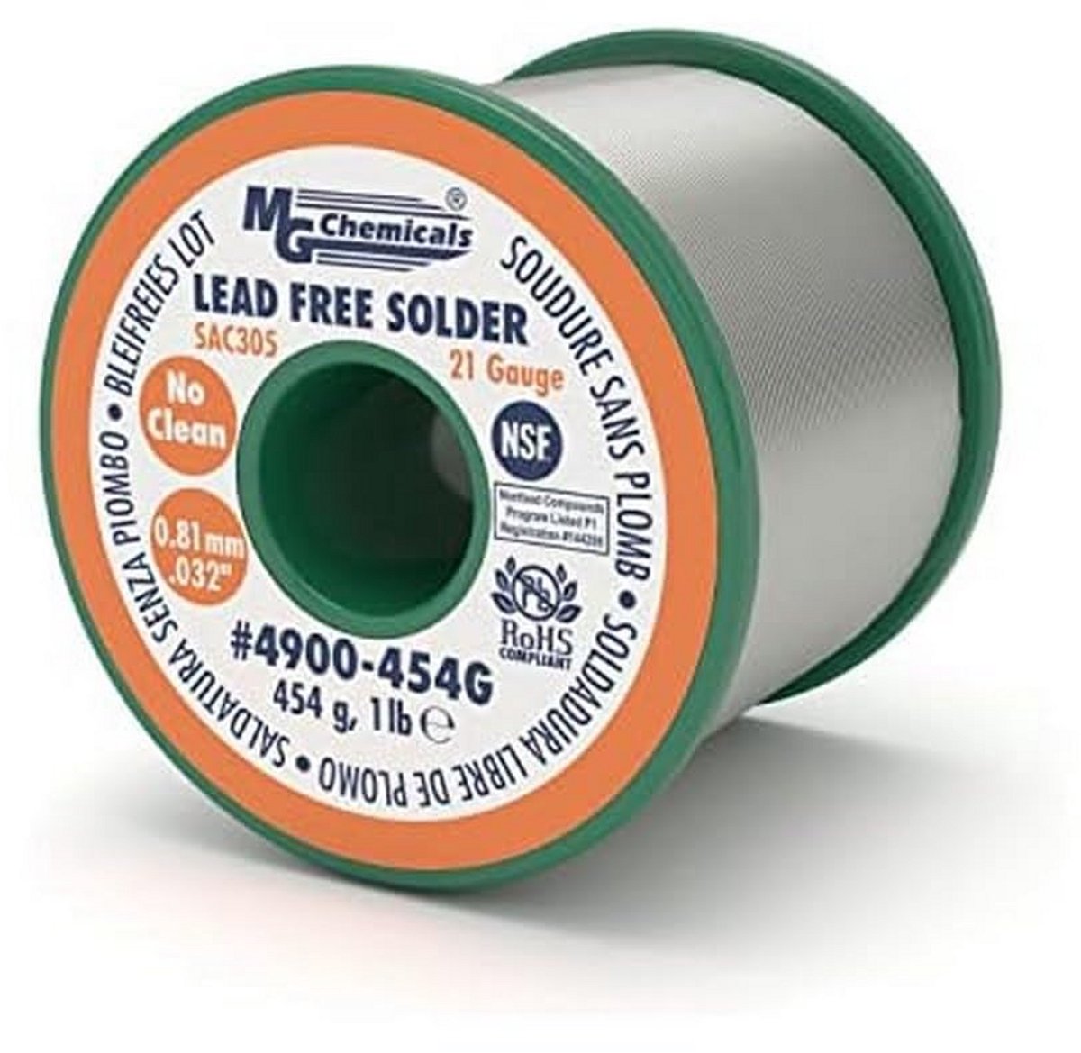 Loodvrije Soldeerdraad SAC305 - 96,3% Tin, 0,7% Koper, 3% Zilver - 0,81 mm, 227 gram
