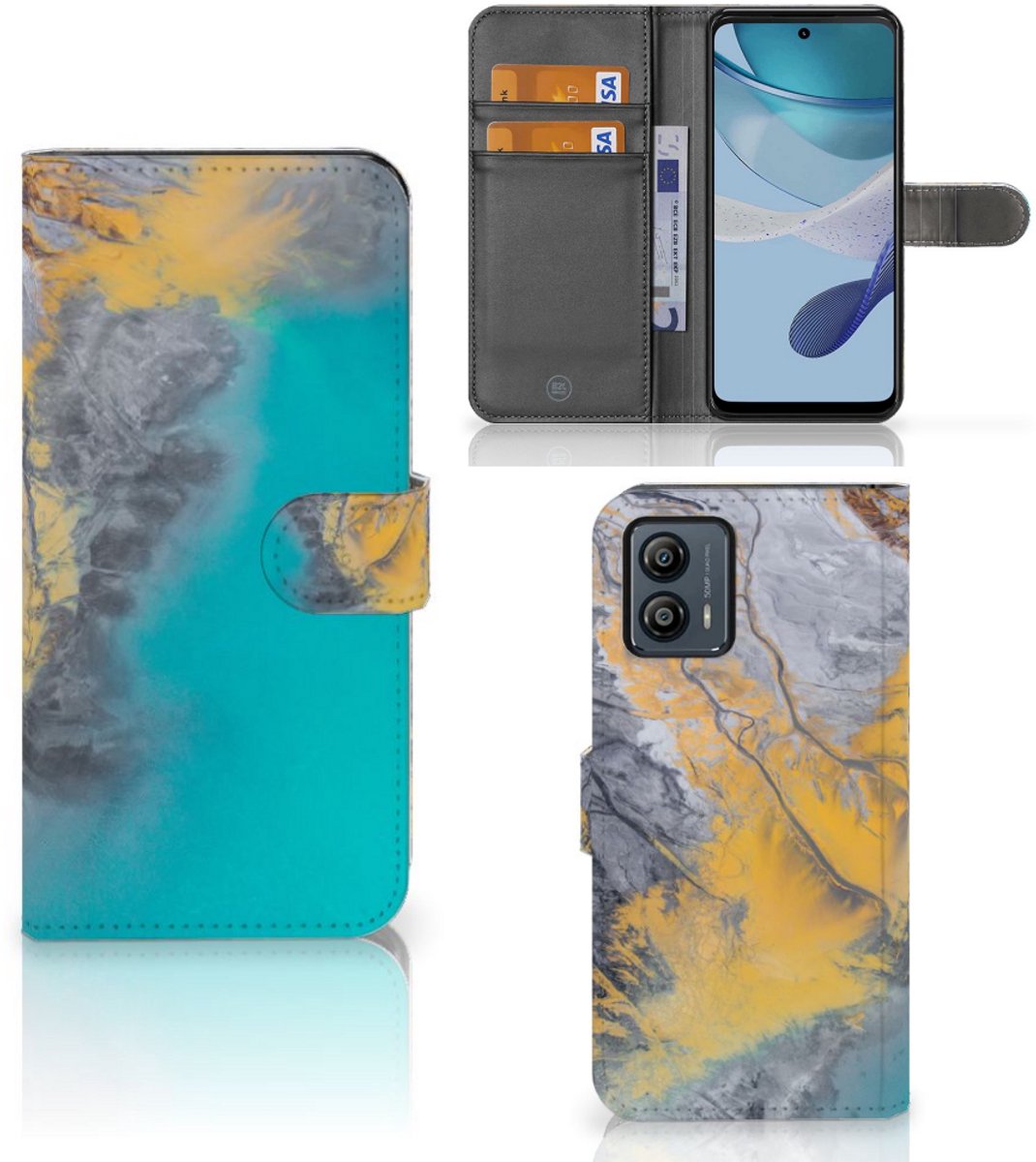 Motorola Moto G53 Bookcase Marble Blue Gold