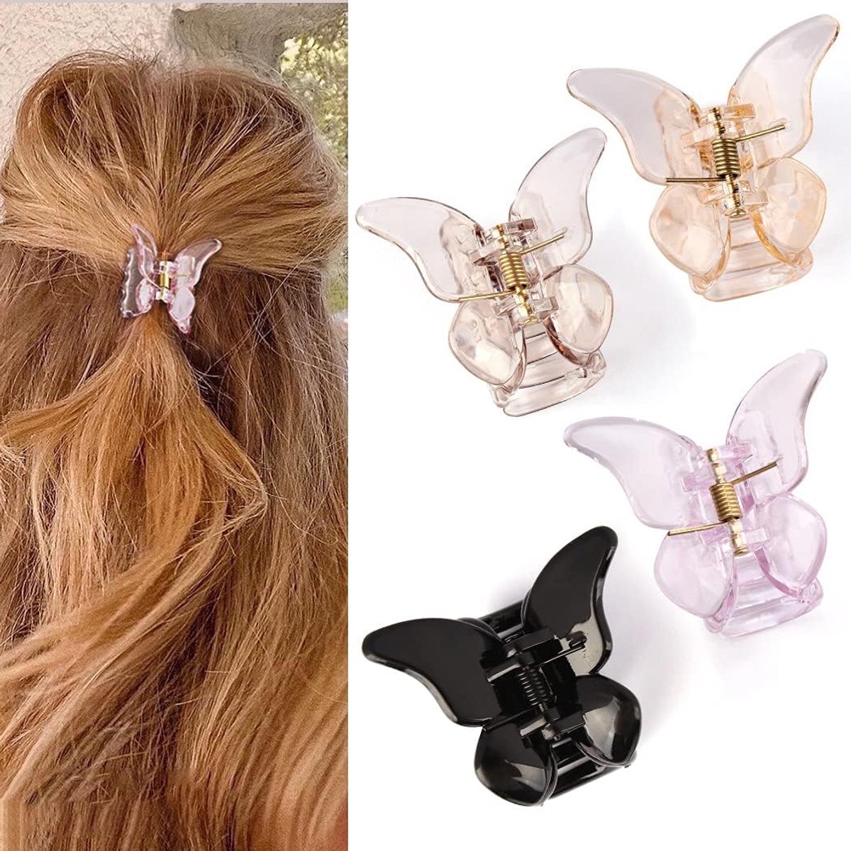 Schattige Vlinder Haarclips - 4,8 cm - Perfect voor Dun Haar - 4 Stuks