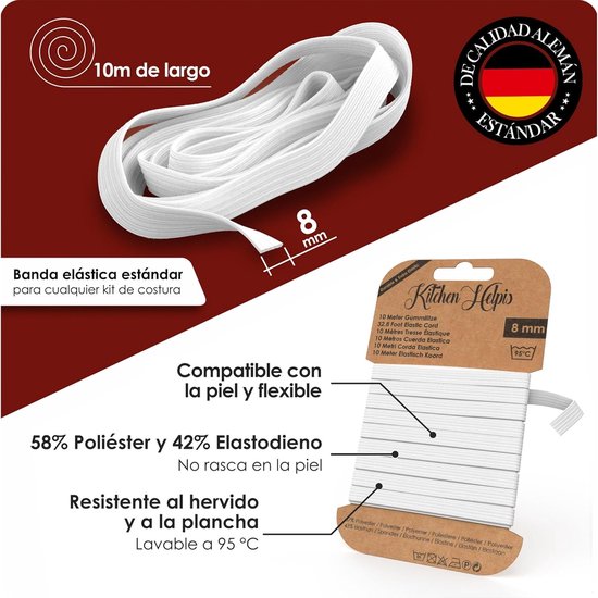 Elastisch Koord 10 Meter – Plat Elastiek Band voor DIY Maskers en Meer — afbeelding 2
