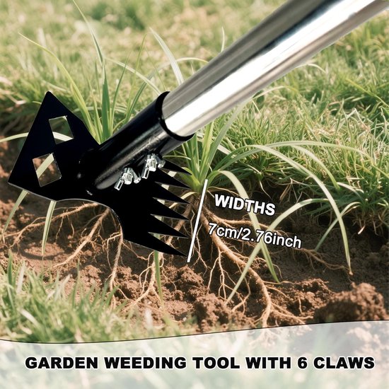 Onkruidtrekker met lange steel en afneembaar handvat - 2-in-1 handmatige onkruidhark en tuinschoffel voor tuin en gazon van Merkloos	 — afbeelding 3