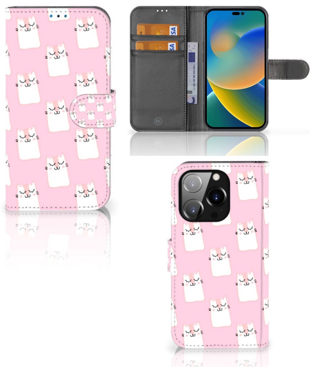 Boekhoesje voor iPhone 14 Pro Telefoonhoesje met Pasjes Sleeping Cats