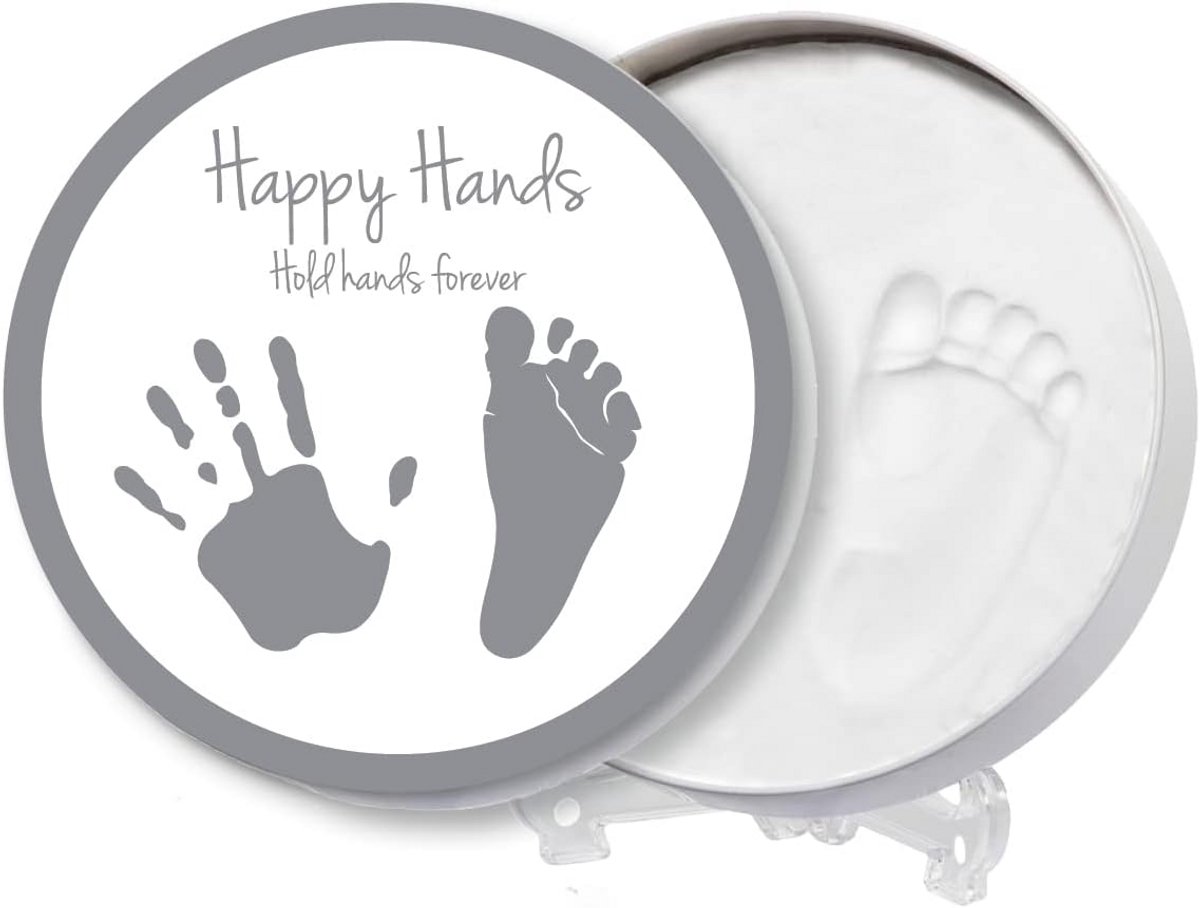 Dooky Happy Hands 2D Handafdrukset voor een babyhandje of voetafdruk om te onthouden (in handig aluminium doosje, makkelijk in gebruik, incl. huidvriendelijke boetseerklei en aluminium doosje)