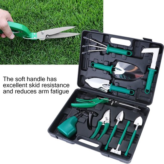Tuingereedschap 10-delige roestvrijstalen tuingereedschapset met koffer, cadeau voor tuinliefhebbers van Tuingereedschap. — afbeelding 2