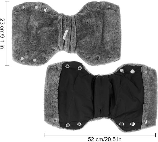 Handwarmer, kinderwagen, handschoenen, handmof met warme fleece en katoenen binnenkant, waterdicht en winddicht, handmof, universele maat voor kinderwagen, buggy (1 moedermelk-mossel, zwart) — afbeelding 5