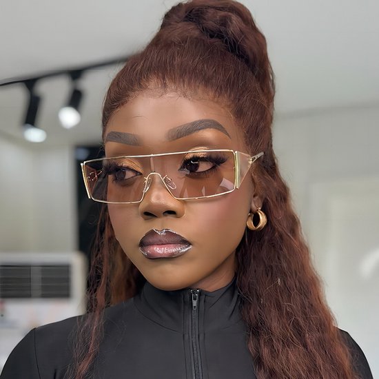 Y2K zonnebril voor dames - Retro rechthoekige wrap-around bril - 2000s stijl niet-gepolariseerd metalen frame — afbeelding 2