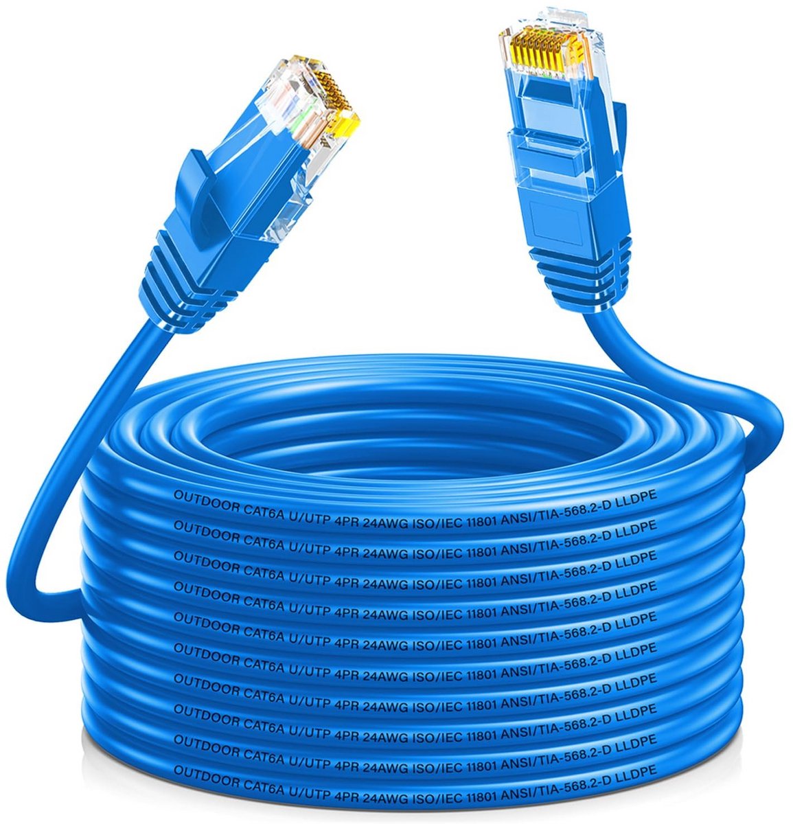 Qiuean Cat6A LAN-kabel, 30 meter, professionele outdoor LLDPE netwerkkabel, 10 Gbps, buiten, waterdicht, directe begrafenis, ethernetkabel, 24 AWG UTP CCA hogesnelheids-internetkabel (30 m)