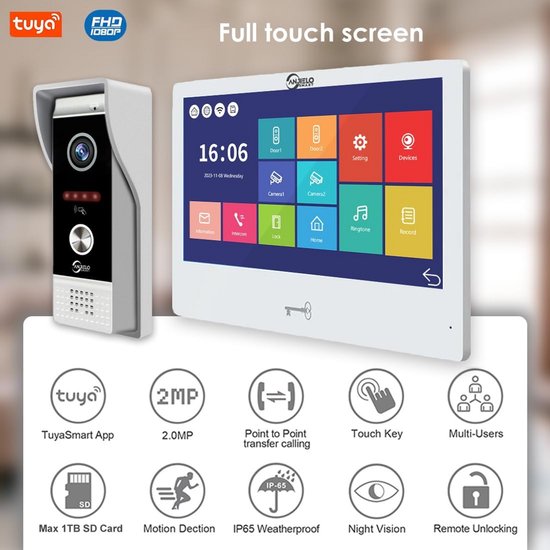 1080P Video Deurintercom Systeem met 10 inch Touchscreen en Bewegingsdetectie van Scomart. — afbeelding 4